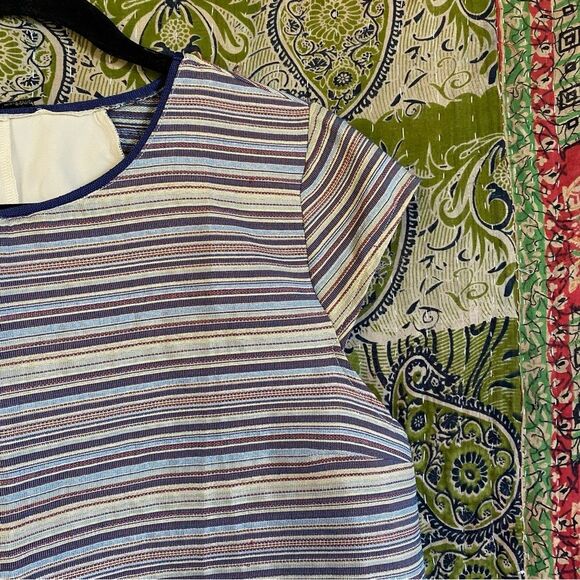 Zara W/B Collection Jacquard Metallic Striped Cropped Blouse Size Large - Picture 5 of 13